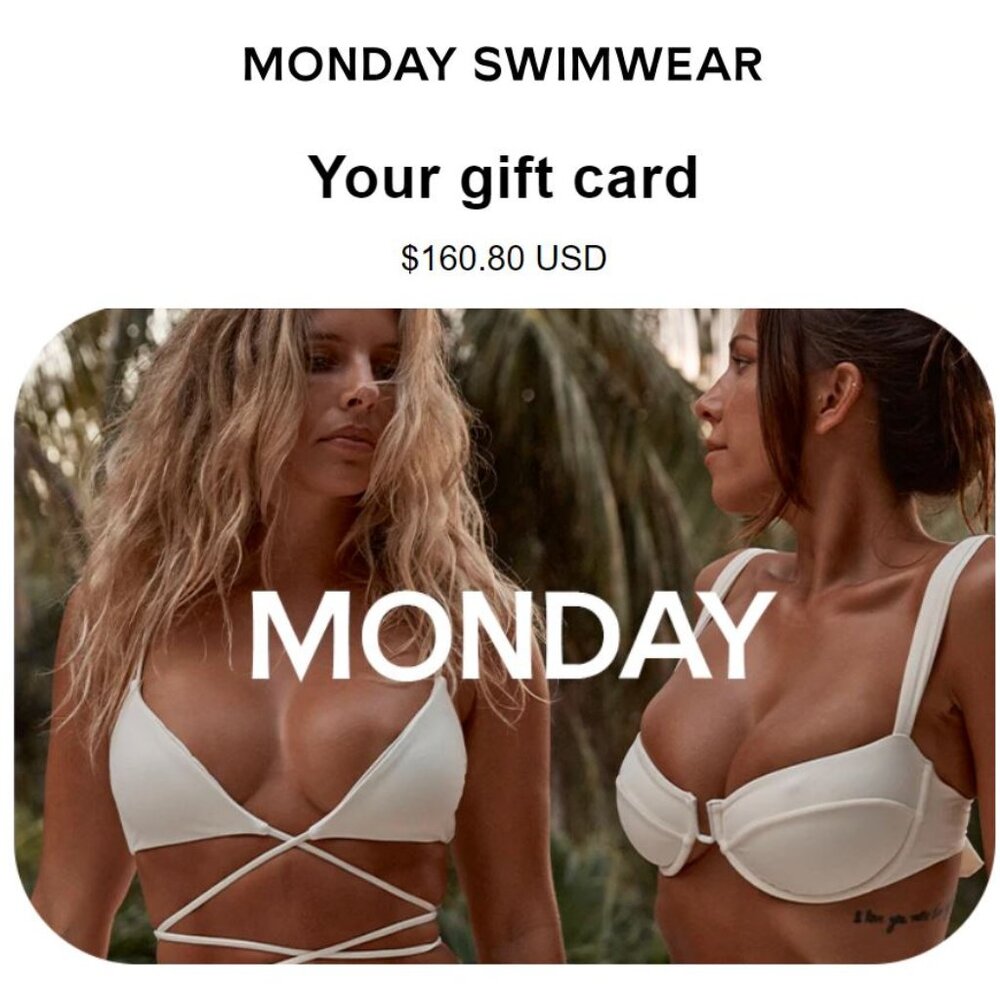 Monday Swimwear $160.80 Gift Card